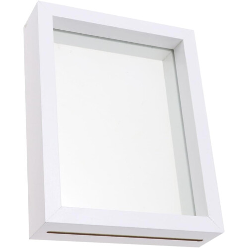 Doppelseitiger Bilderrahmen aus Glas mit weißer mitteldichter Faserplatte