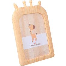 7-Zoll-Fotorahmen Giraffenmotiv, Fotohalter aus khakifarbenem Kunststoff und Glas, kreatives Cartoon-Motiv, Wand- und Tischdekoration