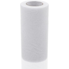 15 cm x 25 Yards weiße Glitzertüllbandrolle, DIY-Bastelset, Netztüllstoff