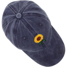 Vintage Baseballkappe mit Sonnenblumenstickerei, Sommerhut für Outdoor-Aktivitäten wie Laufen und Wandern, Dunkelblau