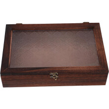 Vintage Aufbewahrungsbox aus Holz mit Glasdeckel und floralem Dekor, dekorative Schmucktruhe aus Holz