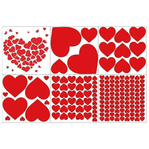 Valentine's Day Wall Decals Red Heart Shape Decoration 2Sets 6 Pieces 1
