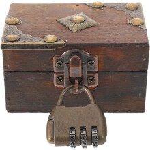 Vintage Schmuckkästchen aus Holz mit Schloss, rustikaler Schreibtisch-Organizer aus Massivholz
