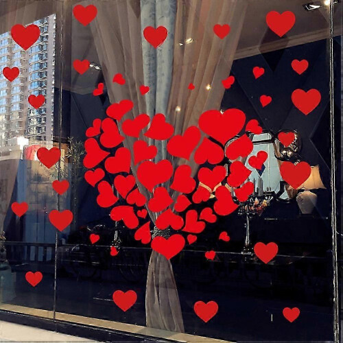 Valentine's Day Wall Decals Red Heart Shape Decoration 2Sets 6 Pieces 2