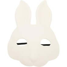 Máscara de conejo blanco para adultos, pintable, para disfraces de media cara.