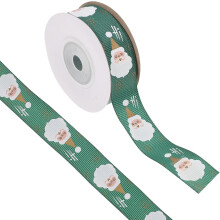 Weihnachtsmann-Schleife, Geschenkband mit Weihnachtsmotiv, Schleife zum Dekorieren des Weihnachtsbaums und für Bastelarbeiten