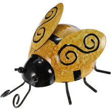 Wanddeko aus Eisen, Marienkäfer-Anhänger, gelbe Marienkäfer-Skulptur, für Haus und Garten