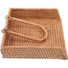 1 Stück Rattan-Serviettenhalter, Taschentuchbox, rustikales multifunktionales Serviettentablett, braun