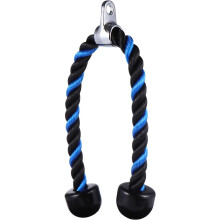 Odolné dvojité úchopové lano na triceps, stahovací fitness příslušenství 70 cm, modré, protiskluzové konce
