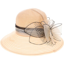 Organza Large Brim Sun Hat for Women Beige Wide Brim Beach Hat