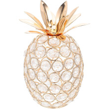 Goldene Ananas-Ornament aus Kristall, dekorative Tischdekoration aus Eisen und Kristall