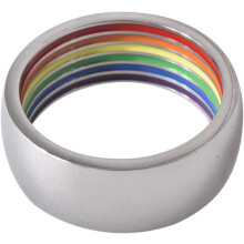 Regenbogenfarbener Edelstahl-Ring für schwule Männer und Frauen – ein individueller Ring für den Alltag und besondere Anlässe.