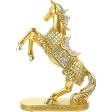 Dekoratives Kriegspferd aus Kunstharz, goldene, filigrane und kreative Bürodekoration