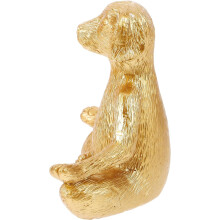 Goldene Harzhund-Skulptur, meditative sitzende Yoga-Hundefigur mit strukturierter Oberfläche