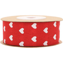 Rotes, dünnes Band mit Herzmuster, 10 Yards (ca. 9,1 m), Geschenkband für Valentinstag, Verpackung, Hochzeitsdekoration