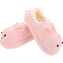 Warme Plüsch-Hasen-Hausschuhe aus Baumwolle, weiche Damen-Winterschuhe, rutschfeste Indoor-Schuhe aus Schwammmaterial