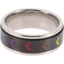 Drehbarer Regenbogen-Pride-Ring aus Edelstahl, lesbisch, schwul, Unisex, LGBTQ-Accessoires, schwarz, Größe 9, für den Alltag