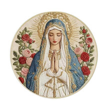 Virgin Mary Embroidery Kit - DIY Religious Art 15cm Diameter Complete Set