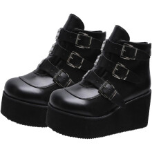 Stiefeletten mit dickem Absatz, kurzes Modell, Retro-Stil, runde Zehenpartie für Damen