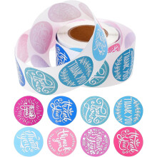 Étiquettes autocollantes rondes « Merci » (1 rouleau) pour emballage, scrapbooking et pâtisserie.