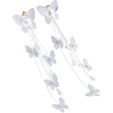 Lange Ohrclips mit Schmetterlingsmuster, zarte Ohrhänger für Damen und Mädchen, ideal für den Alltag.