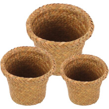 Aufbewahrungskorb-Set, 3-teilig, gewebt aus Seegras, multifunktionale, leichte Schreibtisch-Organizer-Körbe