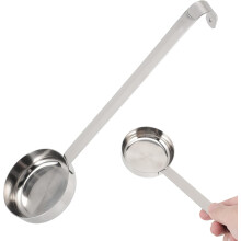 Suppenlöffel, Pizzasoßenkelle, Edelstahl, flacher Boden, tiefer Löffel, elegantes, schlichtes Design
