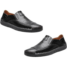 Scarpe da uomo in pelle, mocassini piatti neri, scarpe casual slip-on, scarpe da guida formali da uomo