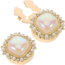 Gemelli da donna per camicia, design minimalista quadrato, gemelli a perno con perle e strass, ornamenti per polsini di camicia, fermagli a perno