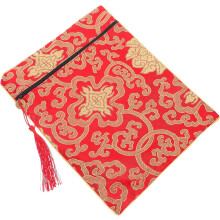 Pochette à bijoux en soie avec motif floral rouge pour transporter des Écritures et des documents