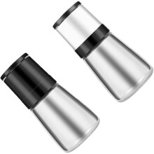 2er-Set manuelle Glas-Pfeffermühle/Salzstreuermühle mit einstellbarem Mahlgrad für Meersalz, Küchen- und Essgeschirr