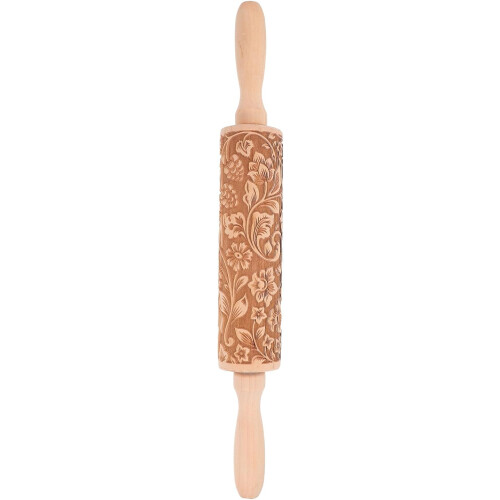 Embossing Rolling Pin for Pie Crust Dough Rolling Pin Multi Functional Beech Wood Cylindrical