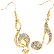 Asymmetrische Strass-Ohrstecker in Musiknotenform für Damen – funkelnder, kreativer Modeschmuck