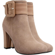 Stiefeletten mit Blockabsatz für Damen, Winterstiefeletten, Größe 36, Wildlederoptik, warme, lässige Damenschuhe