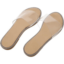 Flache Strandsandalen für Damen, Größe 37, sommerliche Hausschuhe für drinnen und draußen