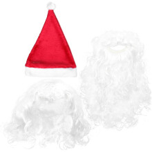 Santa Clausova parochňa s bradou na vianočnú párty, falošná brada a pokrývka hlavy pre mužov, rekvizity pre cosplay Santa Clausa, zahŕňa...