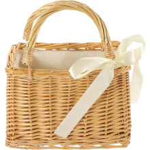 Gewebte Tragetasche für Damen, Handtasche mit Henkel für Picknick und Gemüseernte, Naturweidenkorb