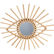 Wanddekoration aus geflochtenem Rattan im nordischen Stil, Spiegel, Glasbehang