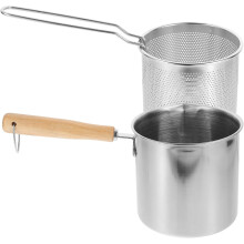 Mini-friteuse en acier inoxydable avec panier à friture pour usage domestique, assurant un transfert de chaleur rapide