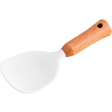 Weißer Silikon-Reislöffel mit Holzgriff, vielseitiger Küchen-Reisspatel