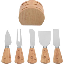 Ensemble de couteaux Ă fromage multifonctionnels avec support Ă manche en bois et lames en acier inoxydable