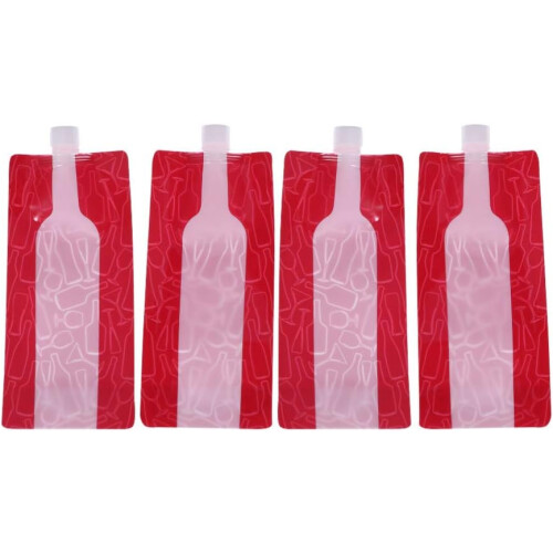 4pcs Foldable Plastic Wine Bag Flask Flexible Leak Camping Accessories