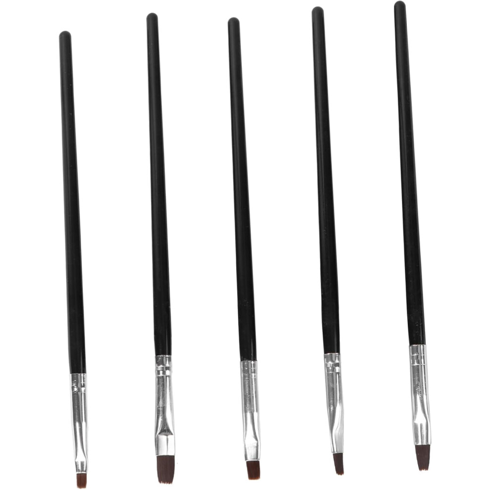 Hkhbjs Black 5Pcs Nail Art Brush Manicure Polish Painting Brushes Dotting Pen Tool For Nail Art Beauty For Home Salon Use