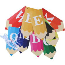 Schulanfangsbanner mit Alphabetbuchstaben im Bleistift-Design – Partydekoration zum Aufhängen