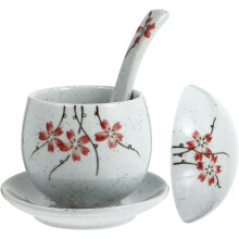 Japanisches Keramik-Dampfgarer-Set mit Deckel und exklusivem Löffel