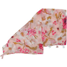 Seidenschal Damen, groß, Vintage-Blumenmuster, UV-Schutz, leichter Sommerschal, Schultertuch