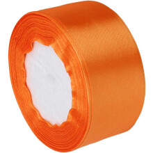 Nastro di raso arancione per decorazioni di feste e matrimoni, nastro in poliestere largo 4 cm con retro testurizzato