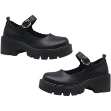 Klassische Riemchenschuhe mit Blockabsatz für Damen, klobige Absätze, Retro-Schnallendesign, perfekt für herbstliche Anlässe, Schwarz