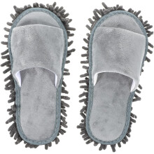 Pantoufles de nettoyage des sols pour femmes, grises, Ă semelle chenille, lavables, pointure moyenne 39-42