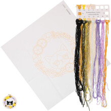 Kit de bordado de gato para principiantes, kit de bordado a mano DIY, material de algodón.